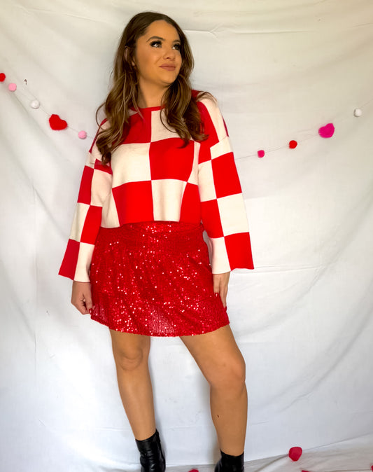 Cupid Checkered Crop Sweater image 0