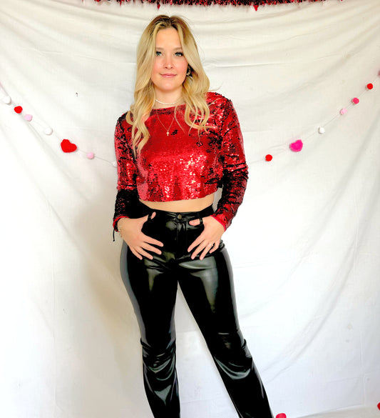 Scarlett Sequin Long Sleeve Crop Top