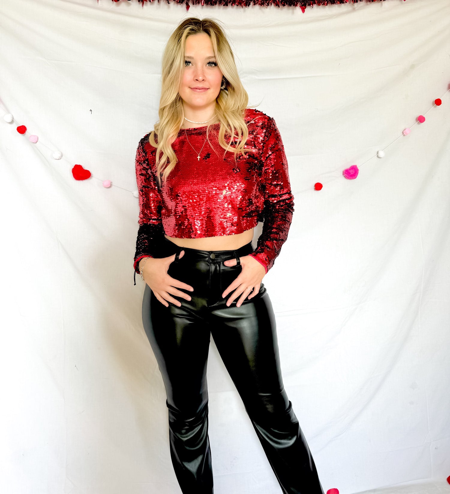 Scarlett Sequin Long Sleeve Crop Top image 0